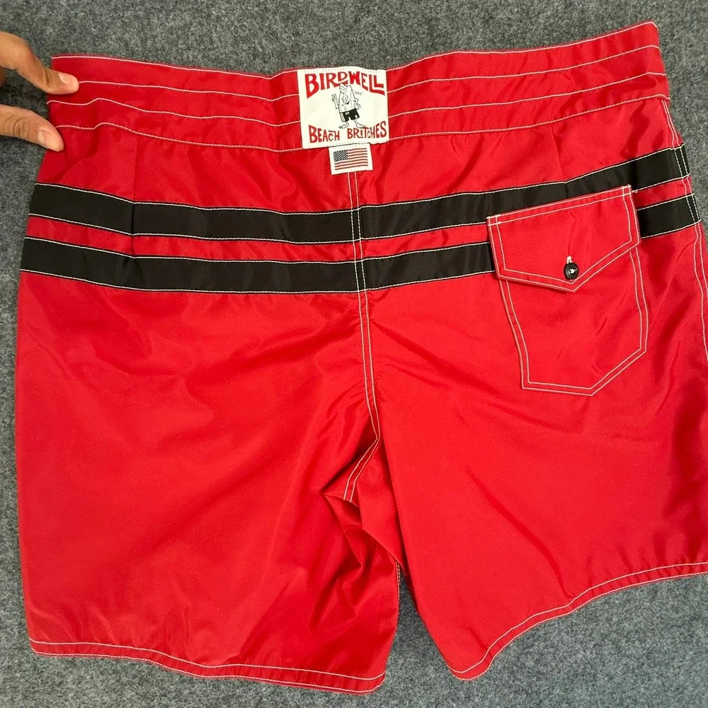 Birdwell Beach Britches 300 Comp Stripe Boardshorts Red Black Mens 40 NEW